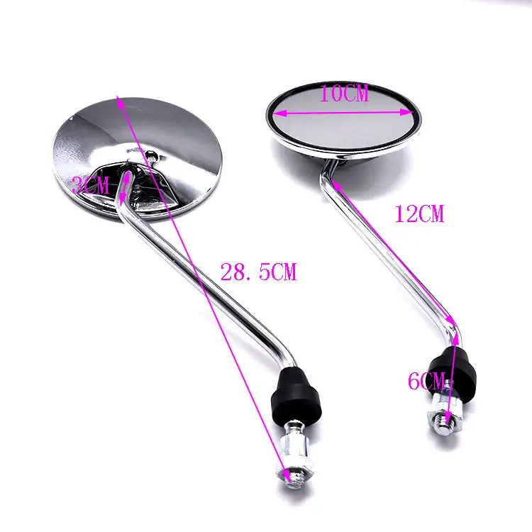 1 Pair Chrome Round Rearview Side Mirrors for Motorcycle Scooter 8mm