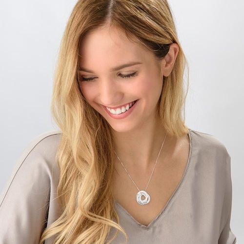 Shuozhen S925 Silver Necklace Female Japanese Style Sweet Circle Flat Plate Pendant Shuozhen s925 silver necklace female Japanese style sweet circle flat plate pendant