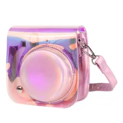 Bright Color Laser Camera Bag Light Variable Protective Leather Case - Pink - View 1