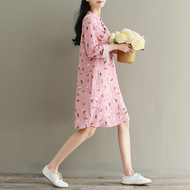 Improved Cheongsam Cotton And Linen Dress