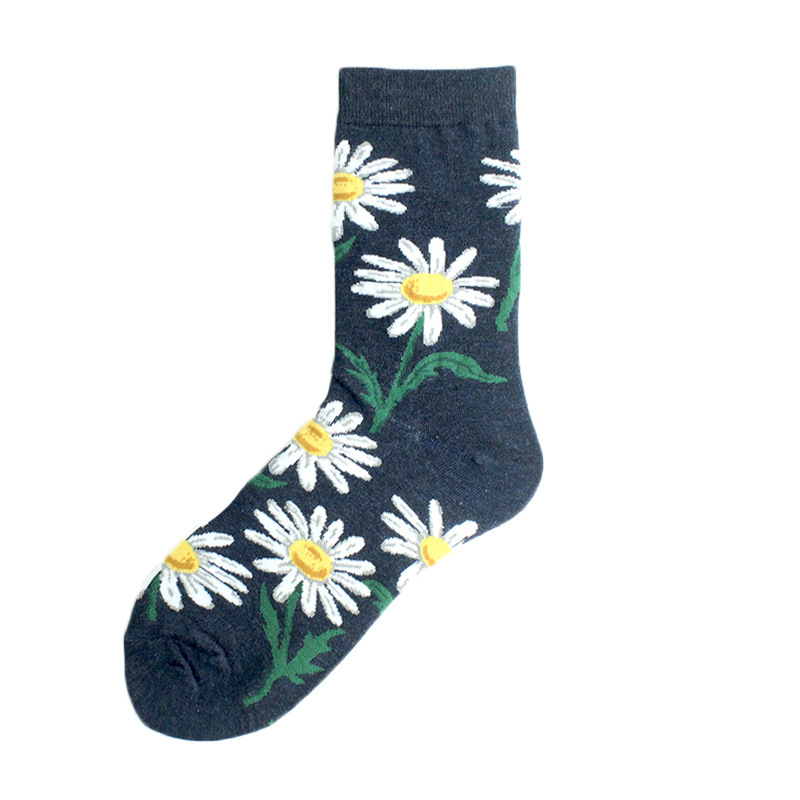 Title 3, Sunflower Flower Cotton Socks Ladies College Style