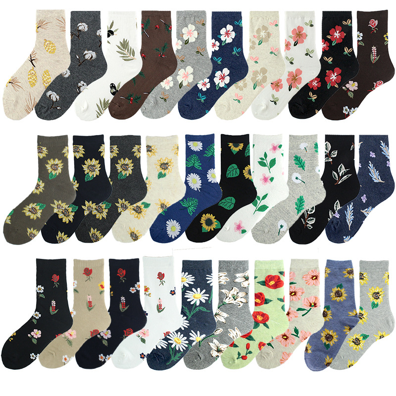 Title 5, Sunflower Flower Cotton Socks Ladies College Style