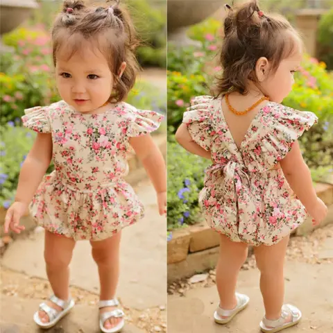 Floral Romper One-piece for Infant and Toddler Girls