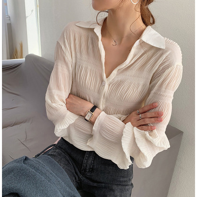 Flared Sleeve Top Loose All-match Shirt