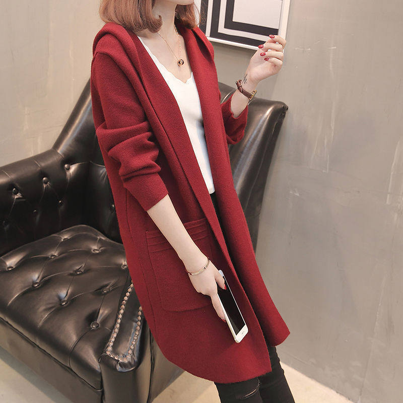 Women's Thick Knitted Outer Hooded Cardigan