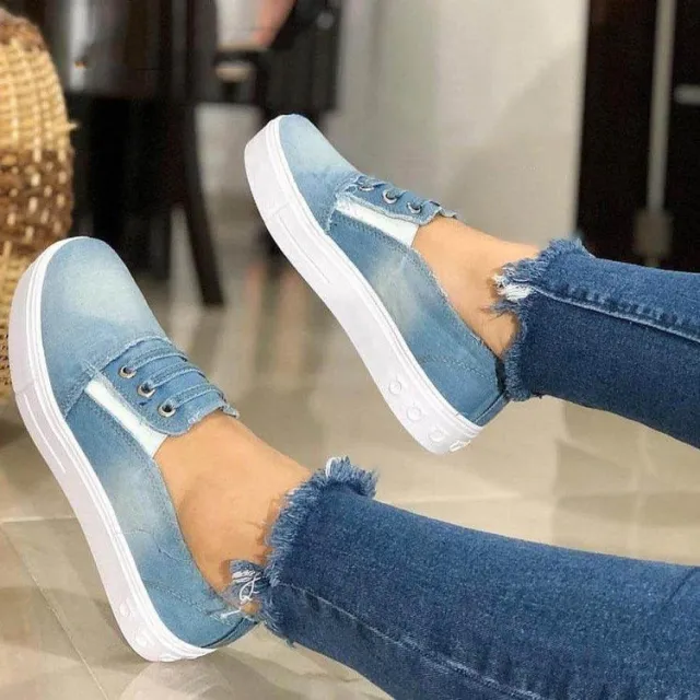 Casual Solid Color Round Toe Low Top Rubber Women's Loafers Blue - Shop at LoveMi