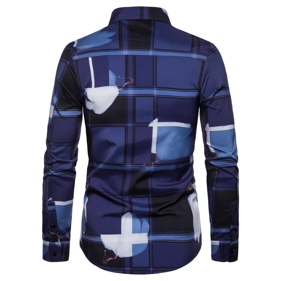 New Slim Large Size Check Printed Shirt Men's Long Sleeve Shirt