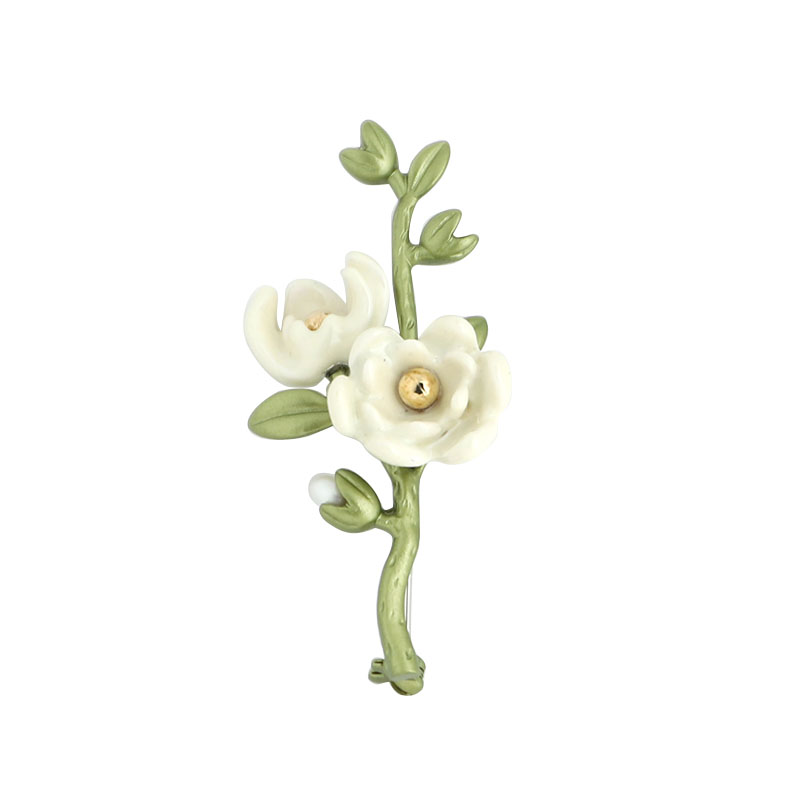 Title 2, Plant White Magnolia Flower Brooch, High-End Fe...