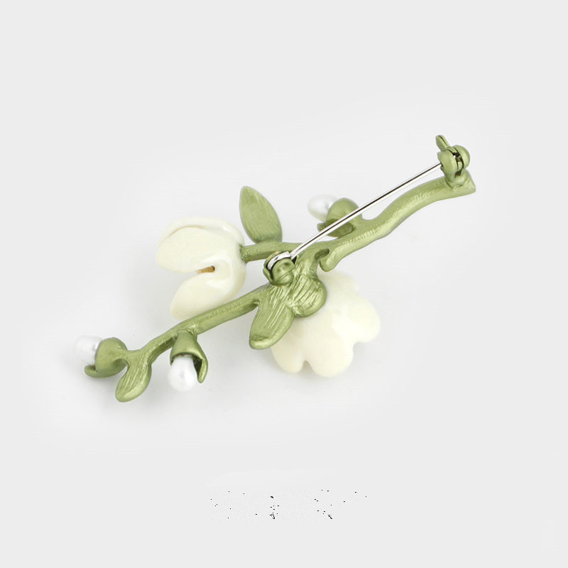 Title 3, Plant White Magnolia Flower Brooch, High-End Fe...