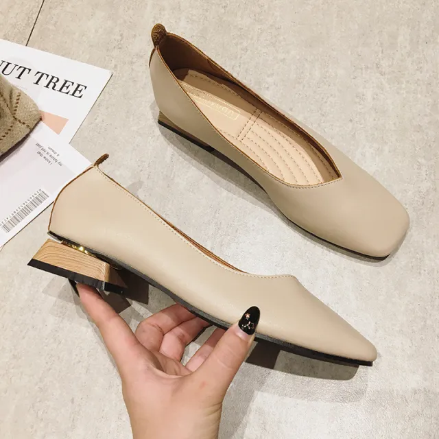 All match Single Shoes Mid heel Fairy Evening Shoes Apricot - Shop at LoveMi