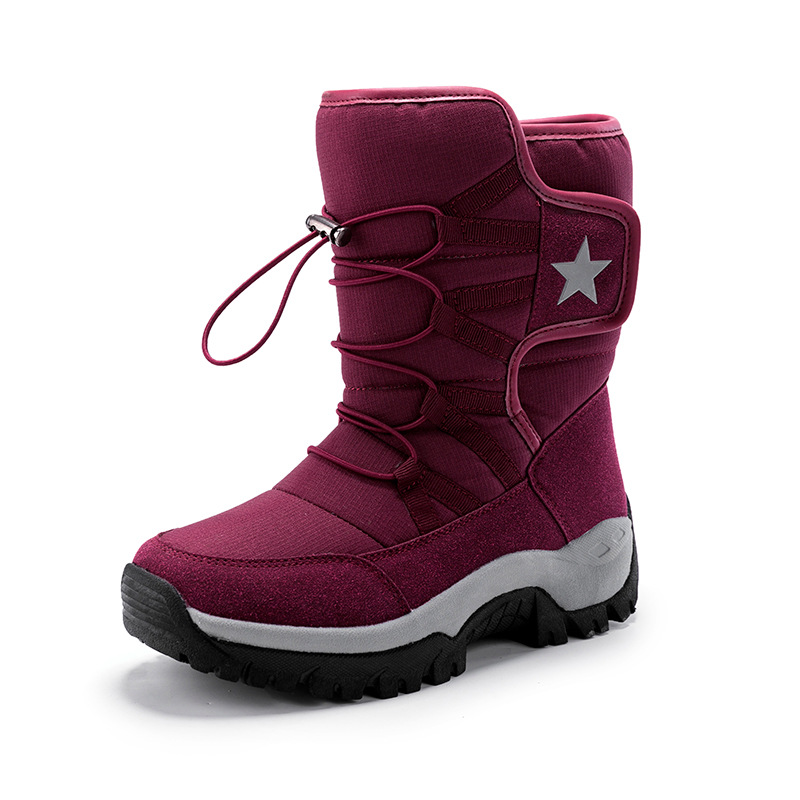 New Women Boots Winter Keep Warm Quality Mid Calf Snow Boots Ladies Lace up Comfortable Waterproof Booties Chaussures Femme Red - Shop at LoveMi