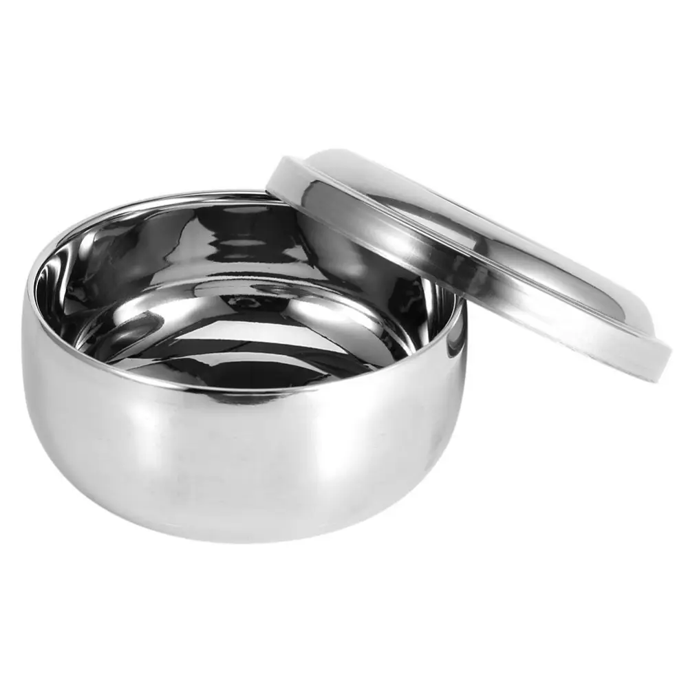 Men'S Silver Shaving Soap Bowl Stainless Steel Shaving Soap Bowl Shaving Brush Holder