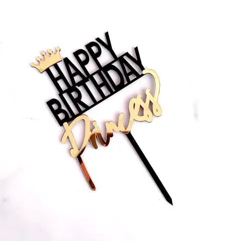 Crown Happy Birthday King Queen Princess Prince Acrylic Cake