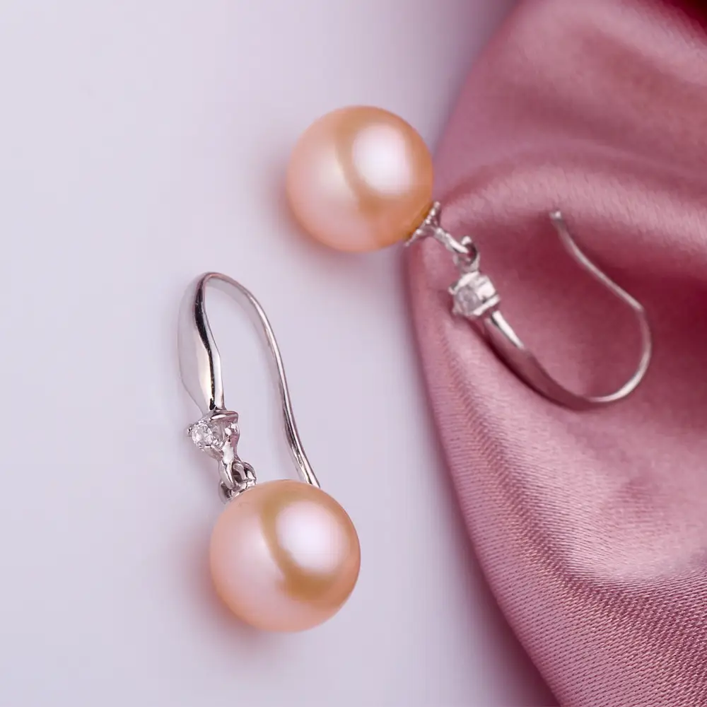 s925 Silver And Blue Jewelry Freshwater Pearl Stud Earrings, The Strong Light Ls Almost Flawless And Round EH101-18