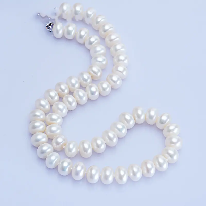 Dailan Jewelry Freshwater Pearl Necklace 10-11mm Steamed Bread Round