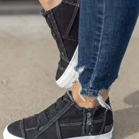 Canvas Shoes Sneakers Large Size Raw Edges Black - Shop at LoveMi