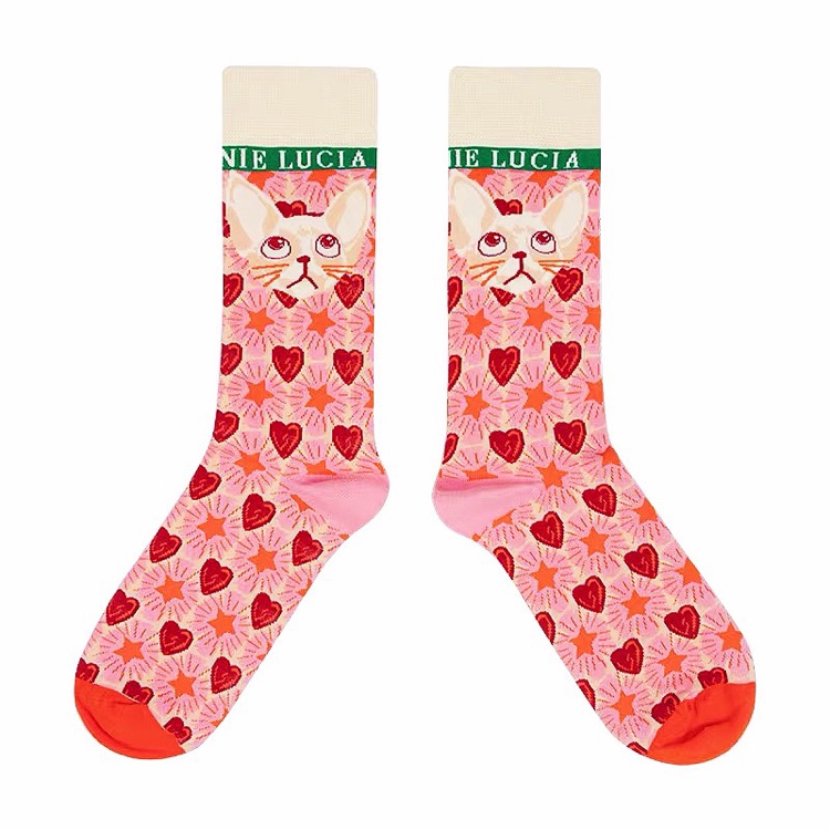 Title 7, Retro Illustration Cute Plaid Cartoon Socks Spo...