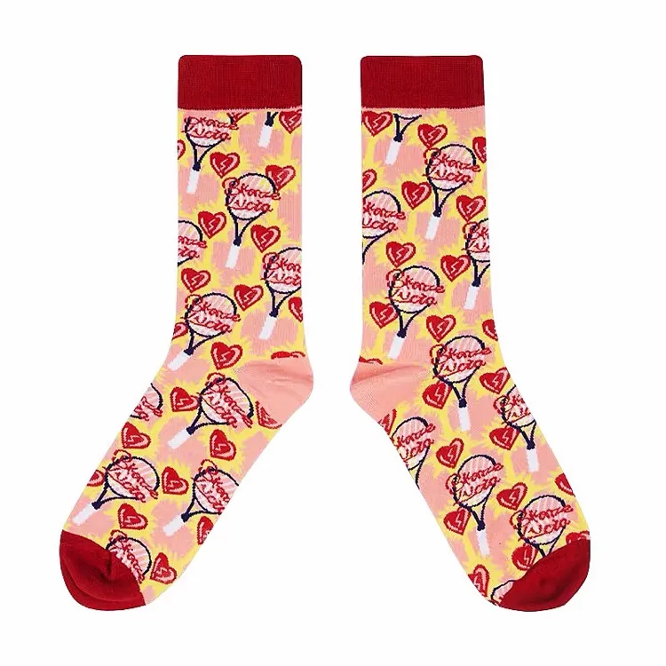 Retro Illustration Cute Plaid Cartoon Socks Sports Cotton Socks In Tube Socks - Hot Air Balloon
