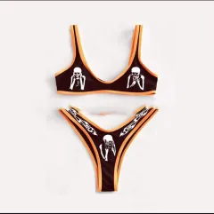 European And American Foreign Trade Bikini Dark Se Xy Funny Bikini Swimsuit - Black - View 1