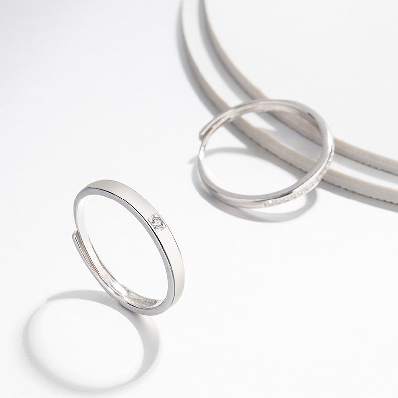 Ring Couple Sterling Silver Ring Women'S Wedding Commemorative Ring Niche Design Japanese Light Luxury