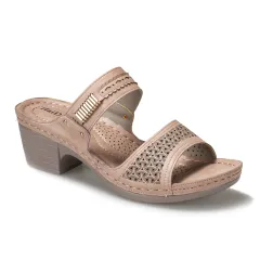 European And American Style Hollow Thick Heel Slippers Women - Pink - View 1