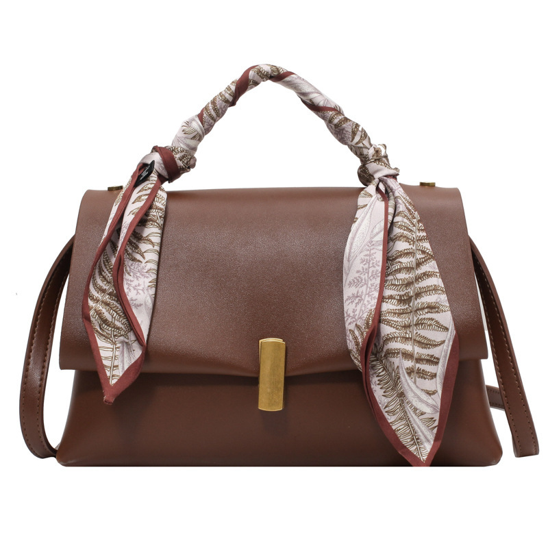 Fashion Messenger Bag Portable Silk Scarf Shoulder Bag Small Square Bag Coffee - Shop at LoveMi