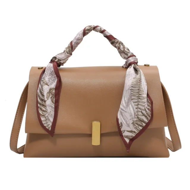 Fashion Messenger Bag Portable Silk Scarf Shoulder Bag Small Square Bag Khaki - Shop at LoveMi