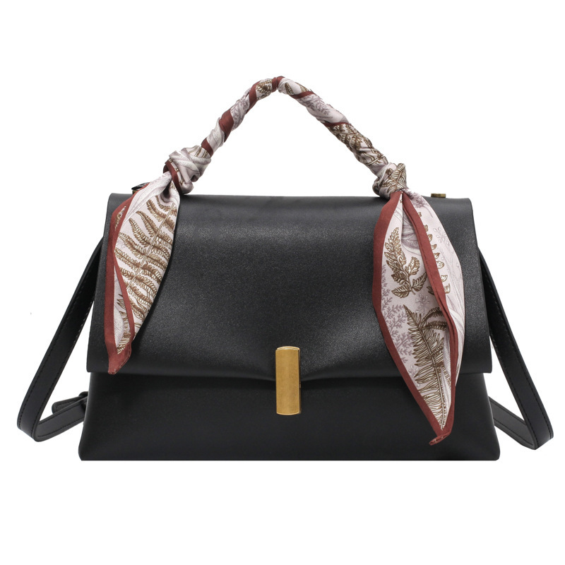 Fashion Messenger Bag Portable Silk Scarf Shoulder Bag Small Square Bag Black - Shop at LoveMi