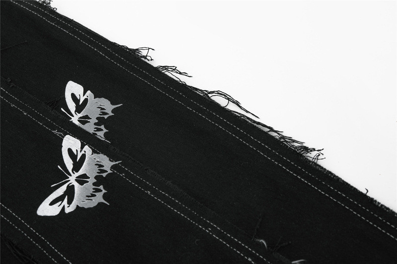 Ming Series Butterfly Full-print Straight Leg Pants Hip-hop Street Personality Stitching