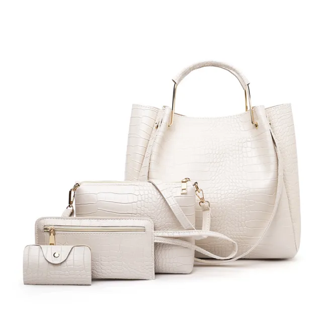 Picture In The Mother Bag Four Piece Pattern One Shoulder Messenger Bag Handbag White - Shop at LoveMi