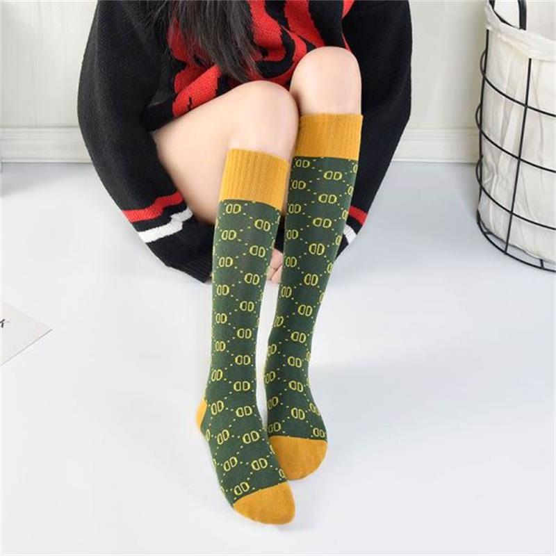 Title 7, Letter Double D Long Tube Calf Socks Women Pure...