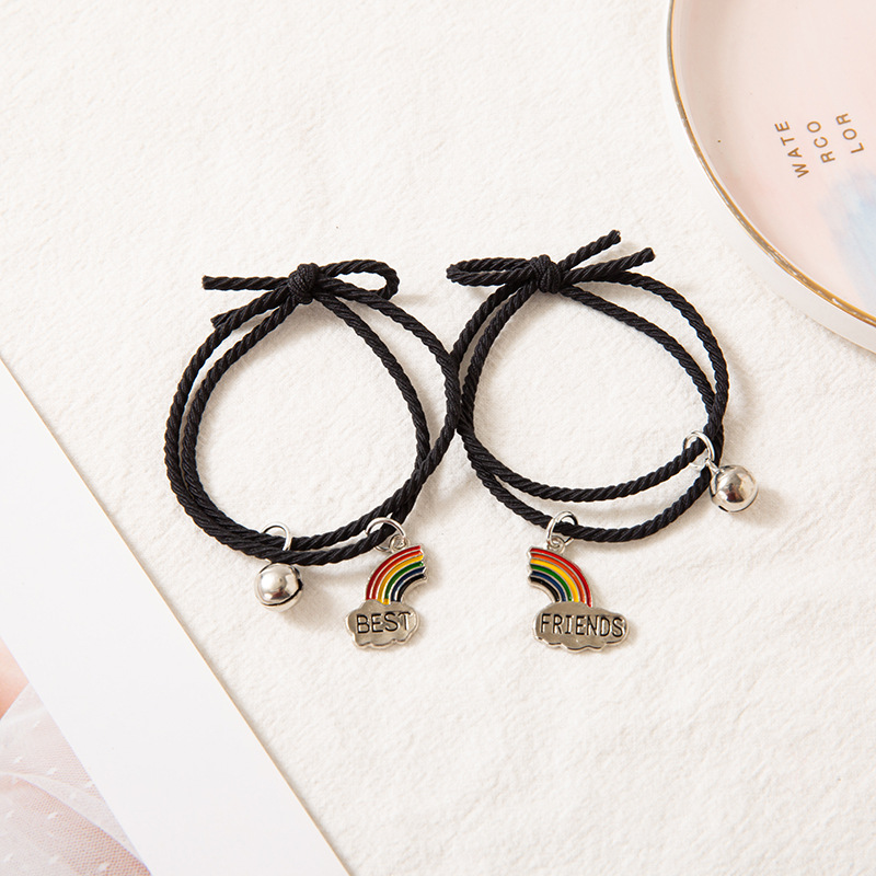 Rainbow Bell Girlfriend Bracelet Pair Of Female Student Rainbow Cloud Stitching Head Rope Bracelet