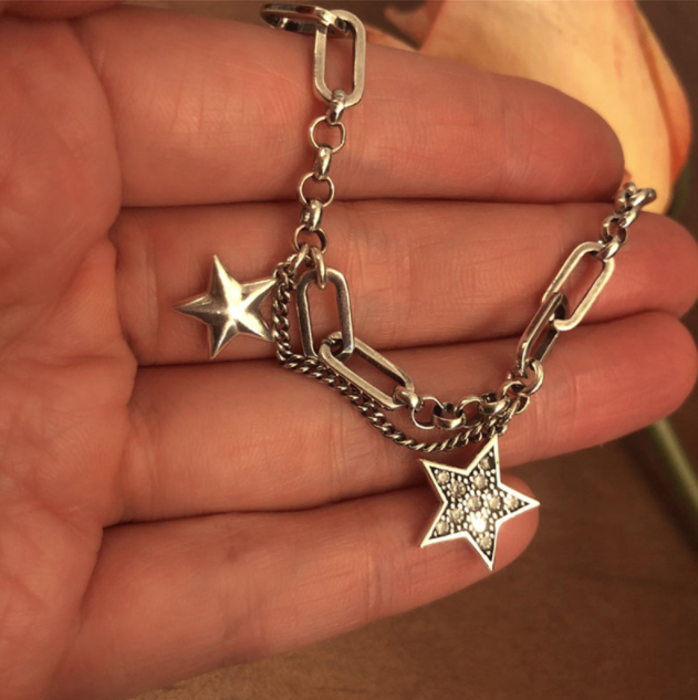 Temperament Vintage S925 Sterling Silver Star Bracelet