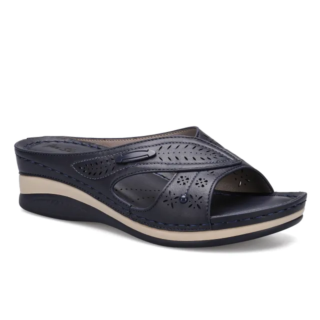 Thick Soled Wedges Women'S Lazy Shoes Over Toe Half Slippers Blue - Shop at LoveMi