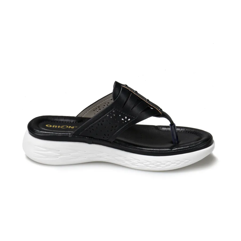 Sandals And Slippers Women Wedge With Flip Flops Thick Bottom Solid Color - Black