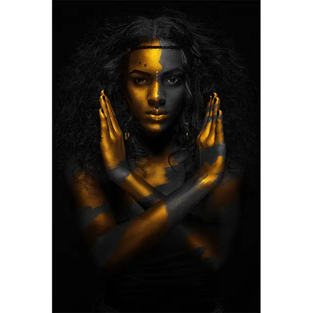 Black Gold Women's High-definition Print Canvas Oil Painting
