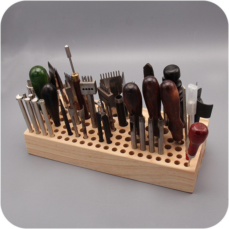 PineWood Leather Carving Printing Tool Rack Multifunctional Storage Table