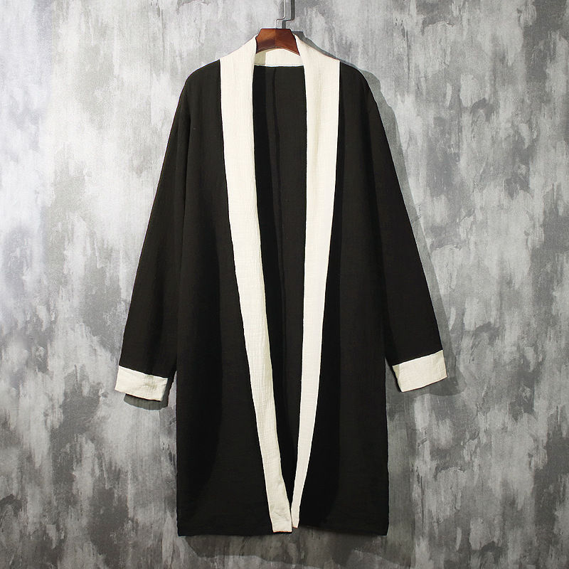 Large Size Chinese style Retro linen windbreaker Jacket Men