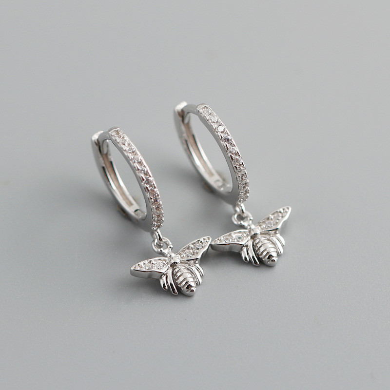 Micro Diamond S925 Sterling Silver Circle Earrings