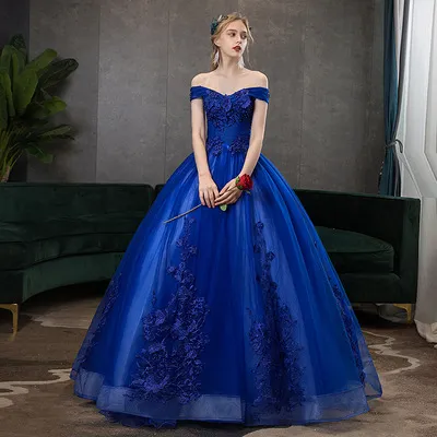 The Host's Vocal Music Art Test Solo Puff Skirt Long Royal Blue - Shop at LoveMi