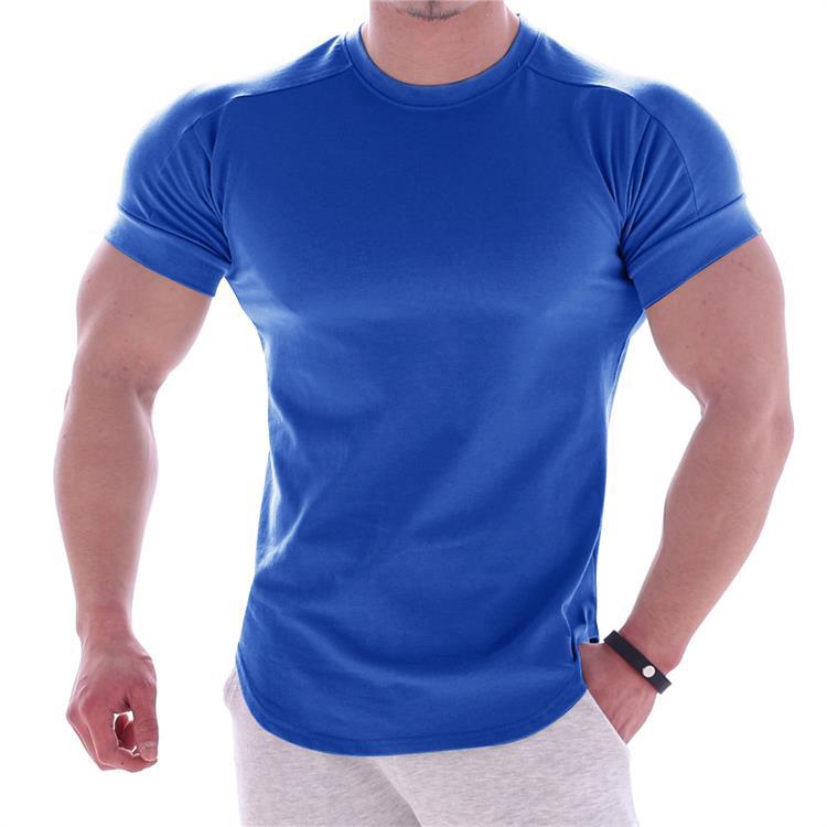 Cotton Stretch Short-Sleeved Men's Summer Solid Color