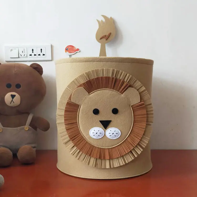 Cartoon Felt Storage Basket Toy Bucket Portable