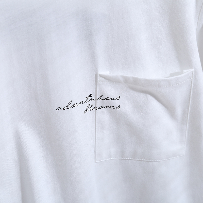 Women's Pocket Letter Printed Short-Sleeved T-Shirt