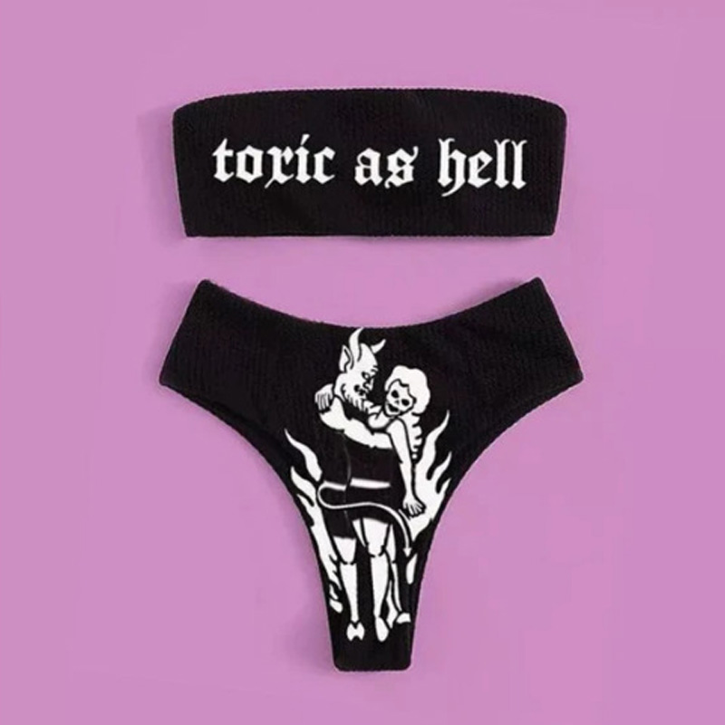 Sexy Breast-Lifting Devil Ladies Split Swimsuit