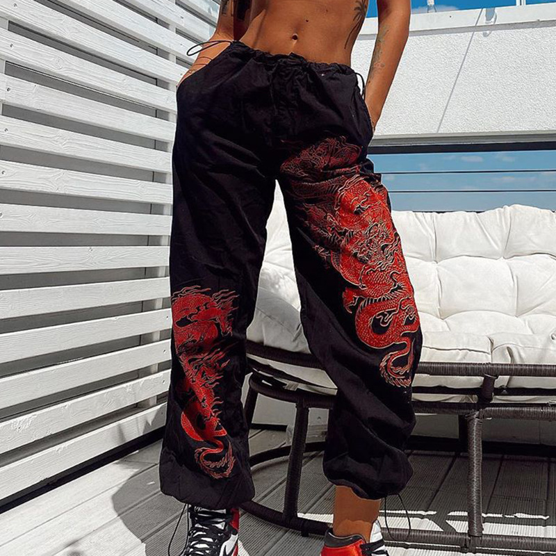 Women's Sports Sweatpants Cross-Border Exclusively For Printed Loose Drawstring Trousers, Thin Harem Pants