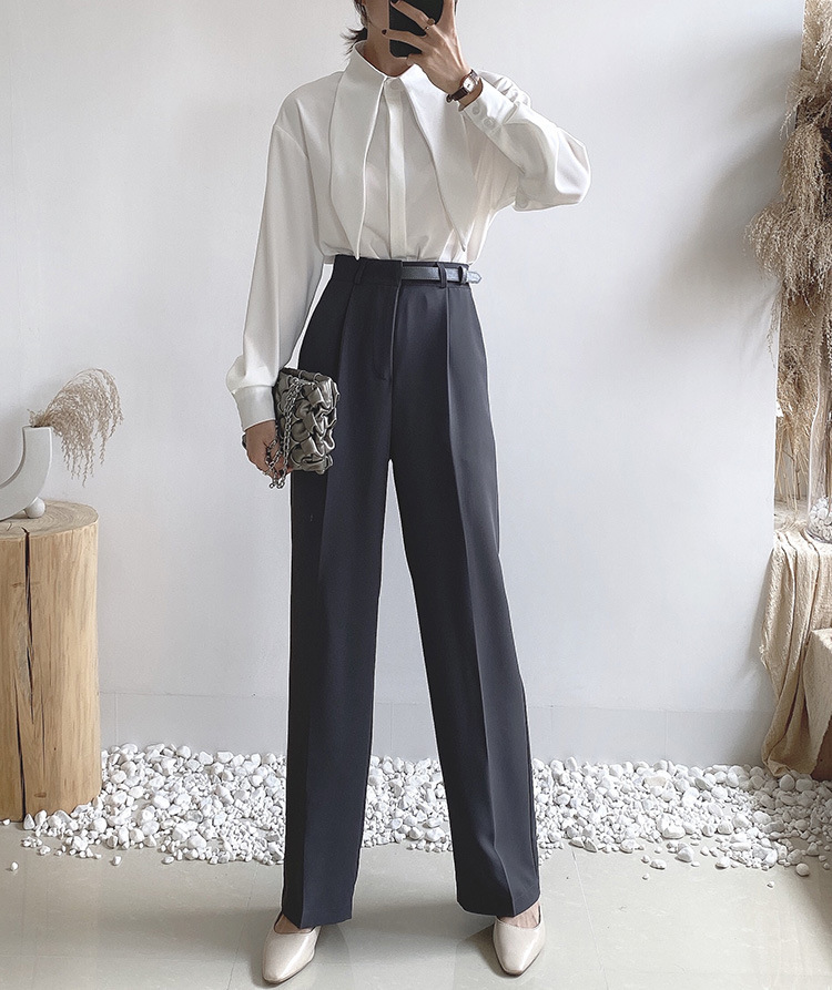 New Korean Style Niche Fashionable High-Waist Straight-Leg Trousers