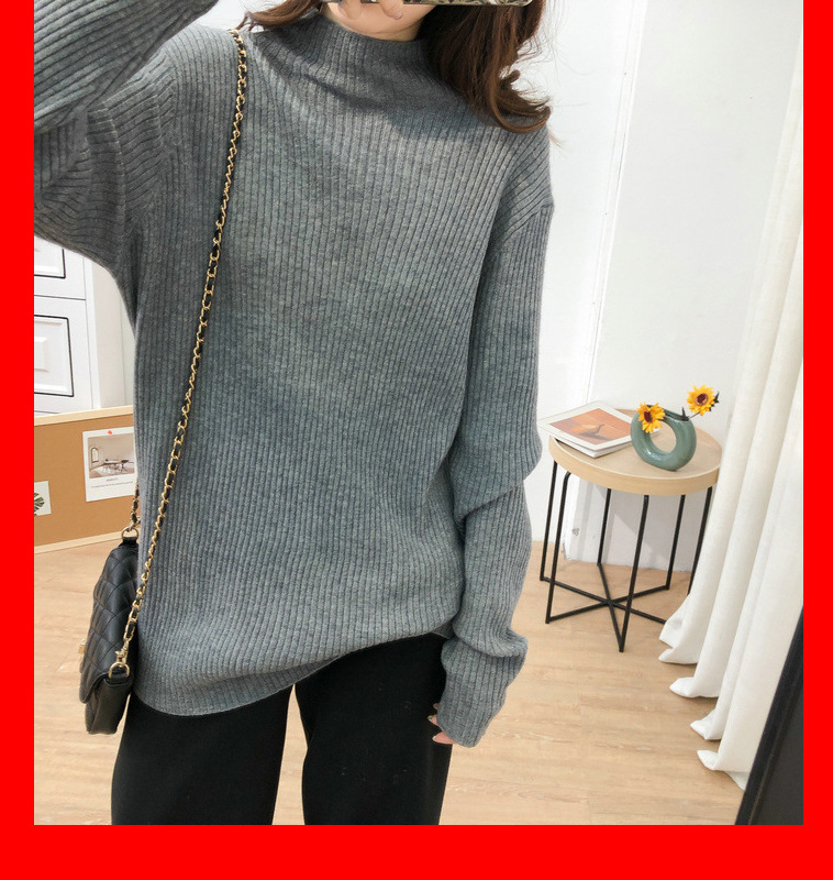 Title 8, Half Turtleneck Sweater Women Loose Long Sleeve...