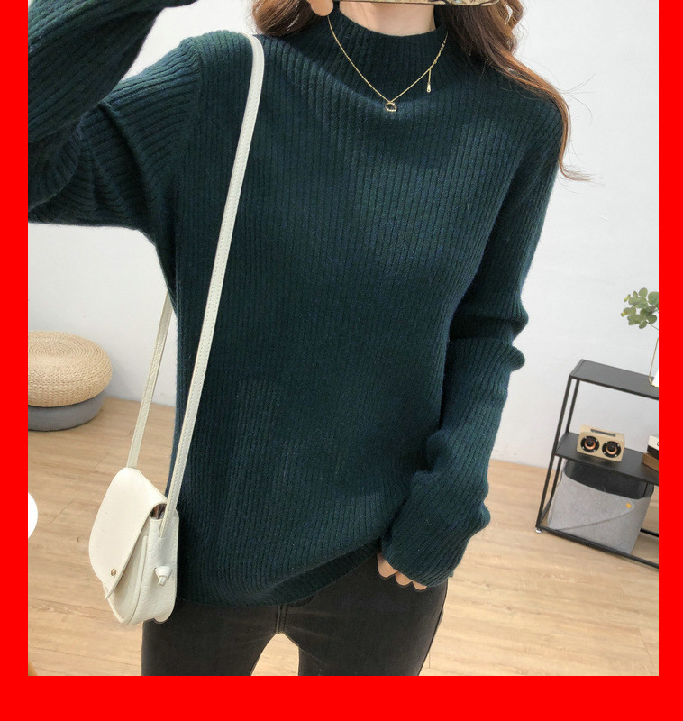 Half Turtleneck Sweater Women Loose Long Sleeved Bottoming Sweater