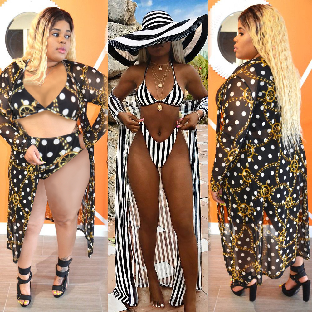 European And American Sexy See-Through Long-Sleeved Printed Sunscreen Shawl Cardigan