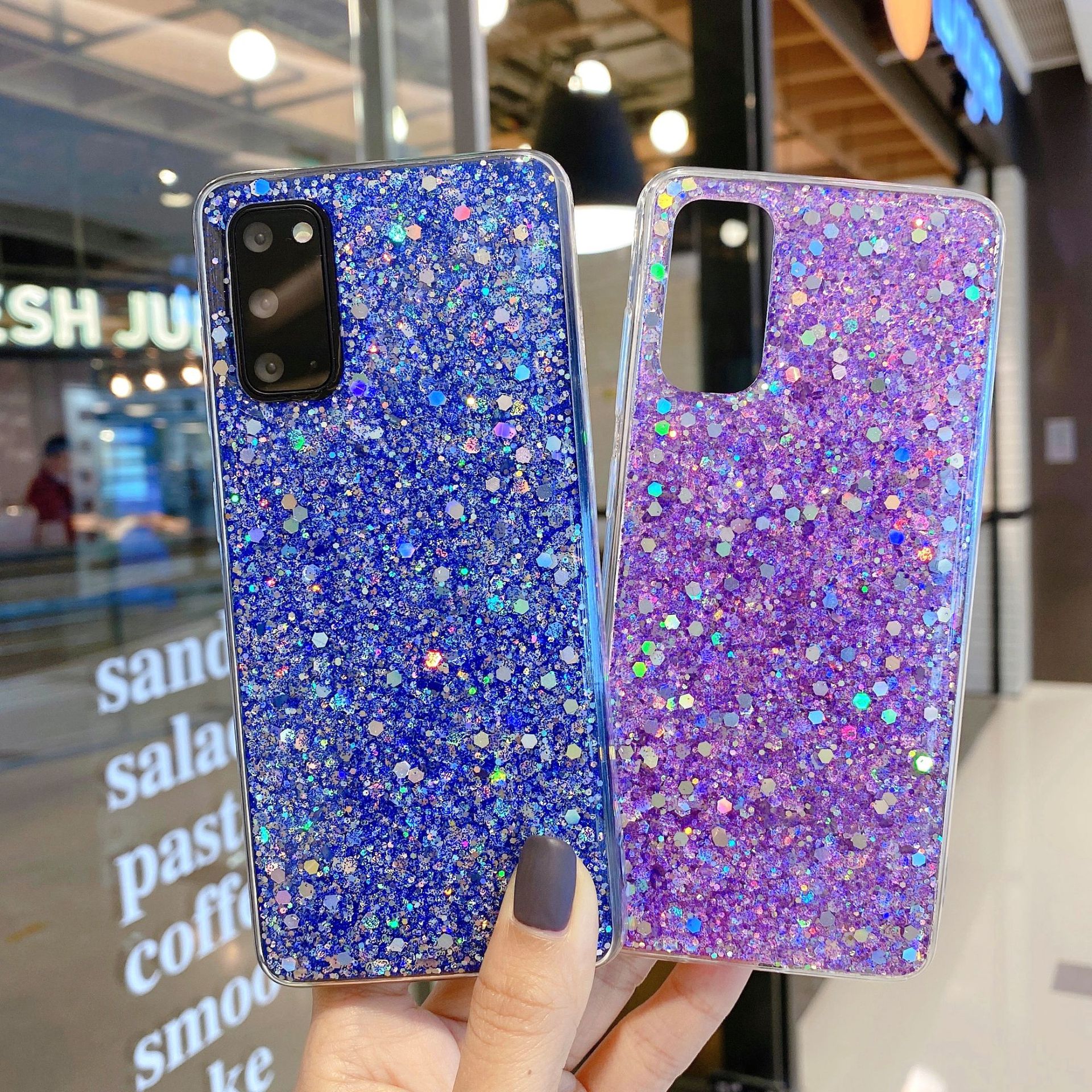 Funda Samsung con glitter y perlas epoxy